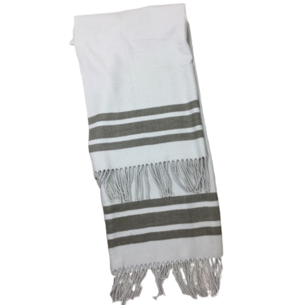 Soft Fleece Fringe Scarf Tan Brown Neutral Winter Wrap